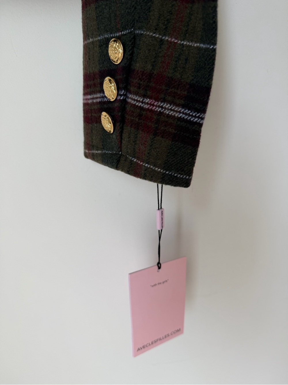 Avec les filles green mixed Plaid gold horsebit buckle button up Jacket - Picture 4 of 7